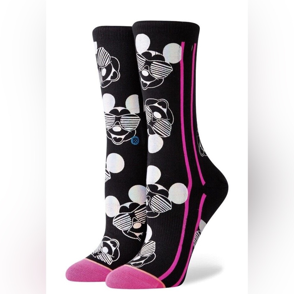 NWOT stance Mickey black pink socks crew med kids youth